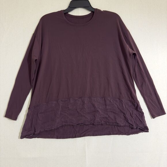 Lululemon Ease Of Mind Maroon Lightweight Long Athletic Shirt Size 4 Oversized - Picture 1 of 7